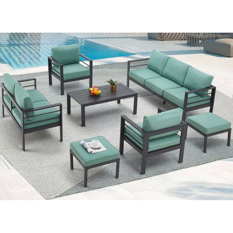 AECOJOY 7 Pieces Aluminum Patio Furniture Set Outdoor Conversation Set