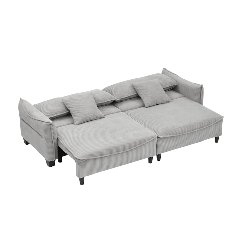 3-Seat Corduroy Sofa, Convertible to Sofa Bed for Living Rooms or Guest Rooms