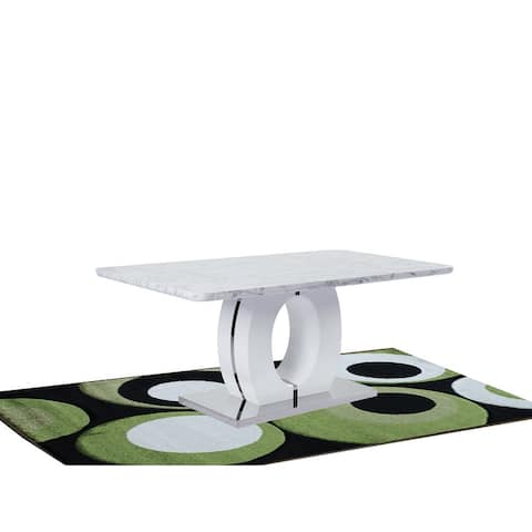 63"Rectangular Modern Marble Faux Dining Table In White