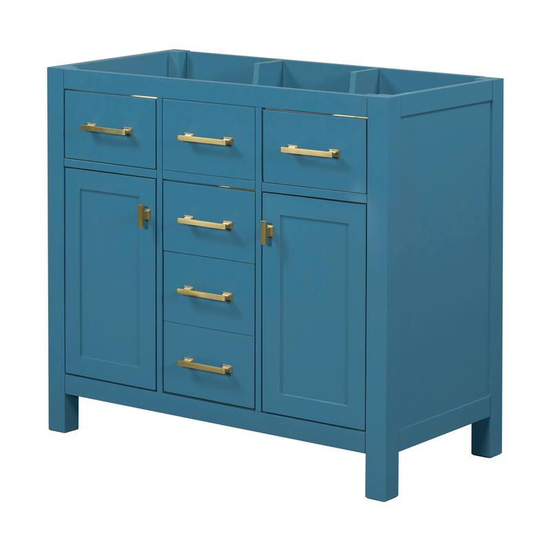 Modern 36 Inch Bathroom Vanity without Sink, Freestanding Single Bathroom Cabinet with 4 Drawers and 2 Cabinet Doors
