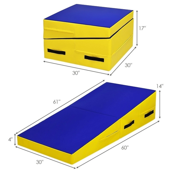 Folding Incline Mat Slope Cheese Gymnastics Gym Exercise Yellow