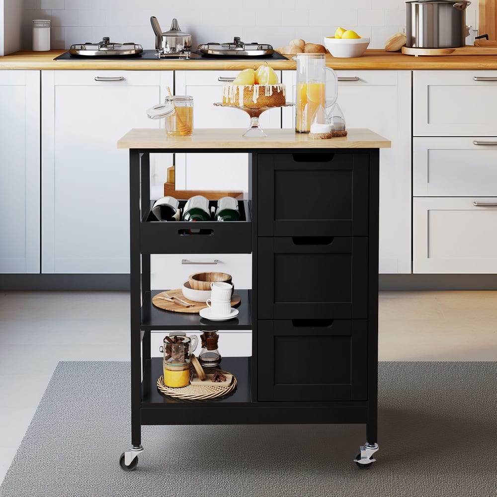 Kitchen Island Cart with Storage, Rolling Kitchen Island e on Wheels with Worktop