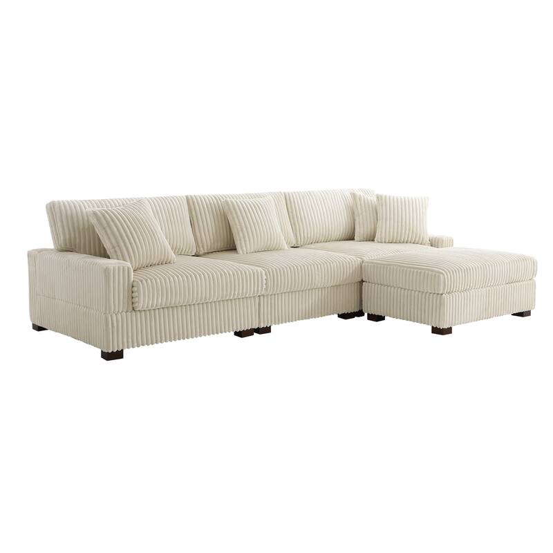 118.4"W Plush Modular Sectional Sofa with Pillows