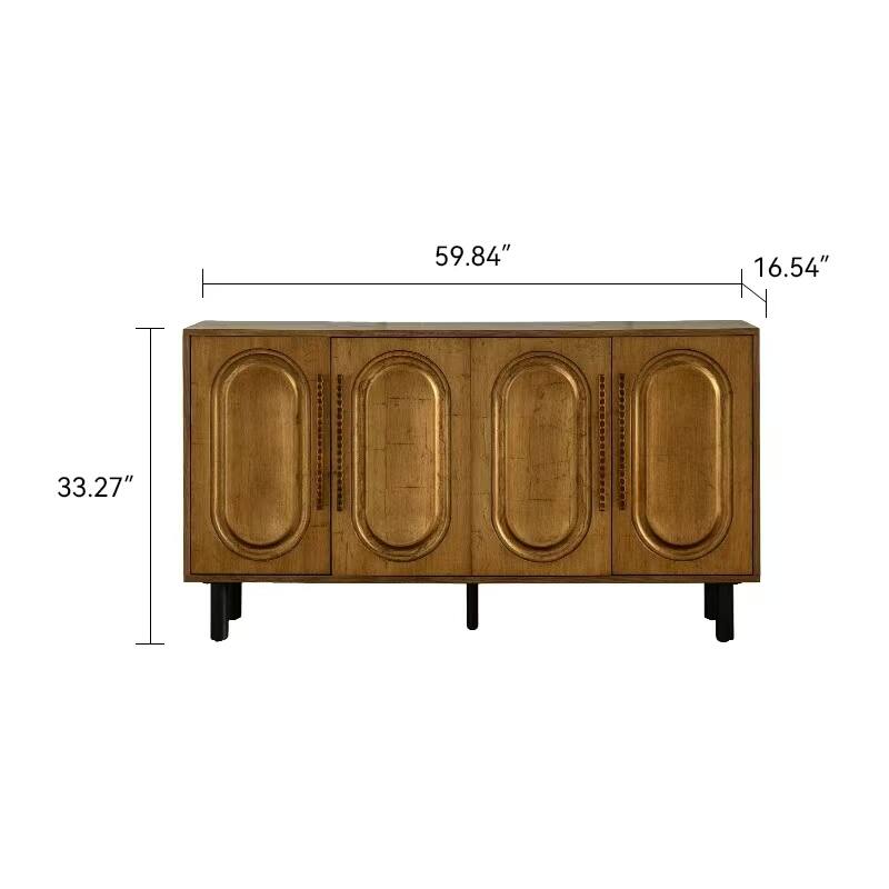 Modern Wood Sideboard Buffet Cabinet with 4 Doors, Adjustable Shelf Console Table for Dining Room or Entryway