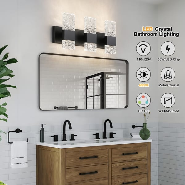 Black Light LED Modern Black Vanity Lights, 6-Lights Acrylic Matte