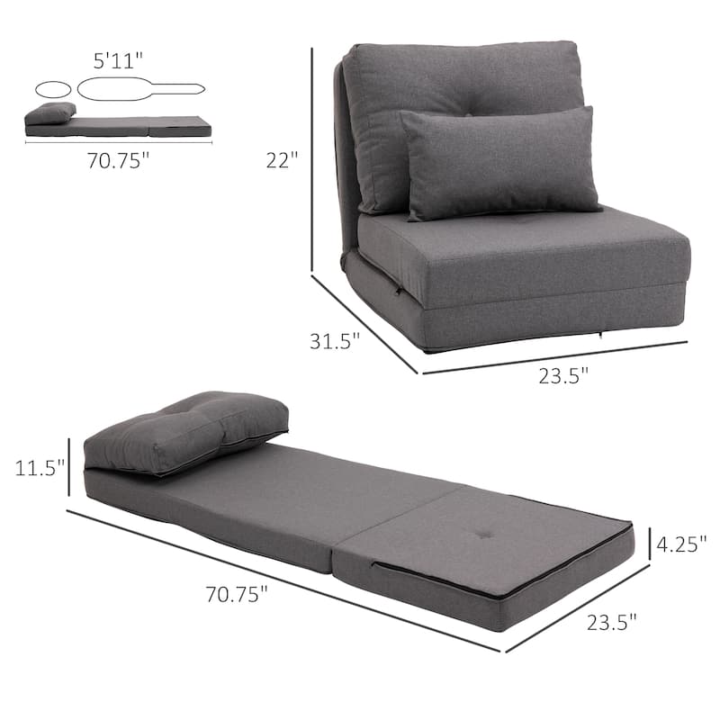2-in-1 Floor Lazy Sofa with 5 Position Adjustable Backrest