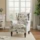 preview thumbnail 6 of 85, Traditional Floral Patterned Wingback Armchair with Nailhead Trim