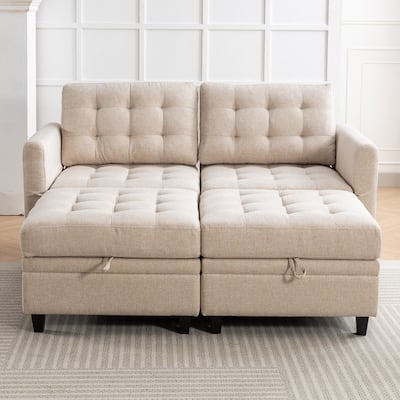 Mixoy Modular Sectional Sofa with Adjustable Armrest,Storage Ottoman,Modern L/U Shaped Living Room Furniture Set