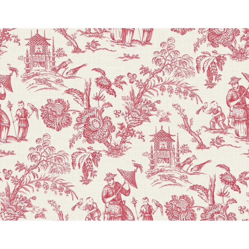 Seabrook Designs Colette Chinoiserie Nonwoven Unpasted Wallpaper - 27 in. W x 27 ft. L - Antique Ruby