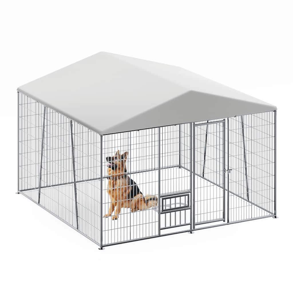 GDF Studio - Ironhaven Pro Outdoor Dog Kennel with Feeding Station