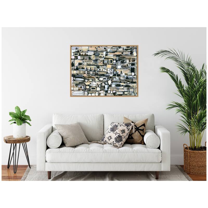 Kate and Laurel Sylvie Snowfall Horizontal Framed Canvas by Leah Nadeau