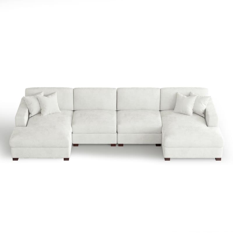 Modern Upholstered Chenille Modular Sectional Sofa with 2 Chaise