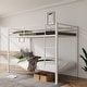 preview thumbnail 23 of 31, Twin Over Twin Metal Bunk Bed, Low Profile, Ladder, High Guardrail White