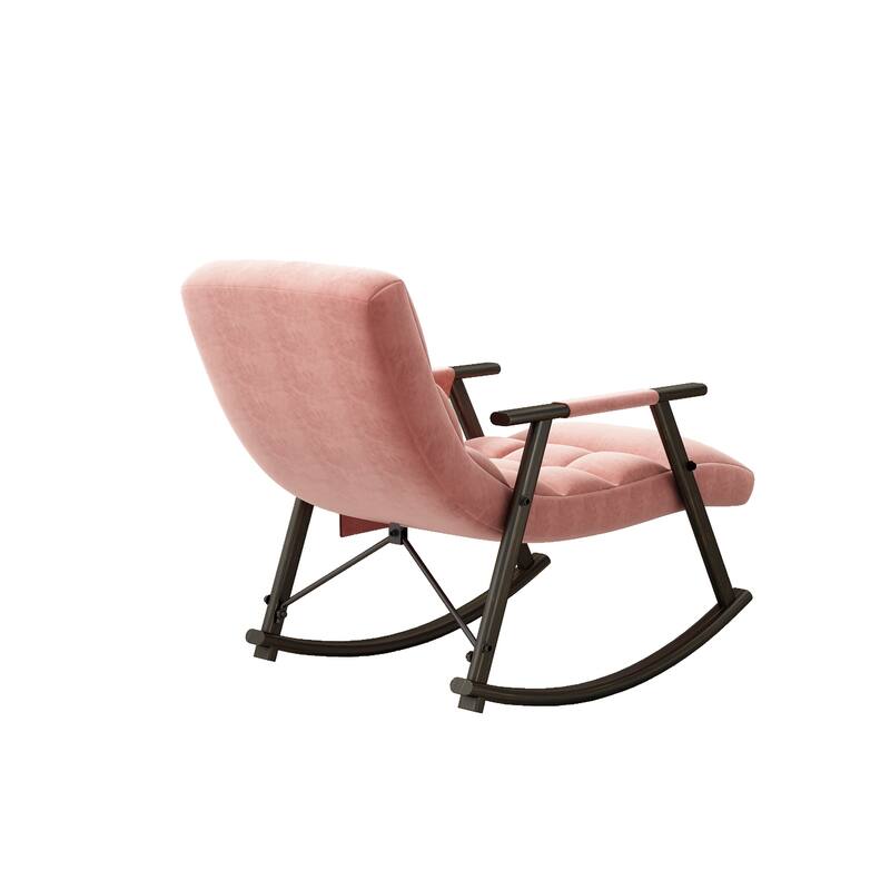 Modern 42.2" Velvet High Back Rocking Chair with Foot Rest and Side Pockets for Living Room