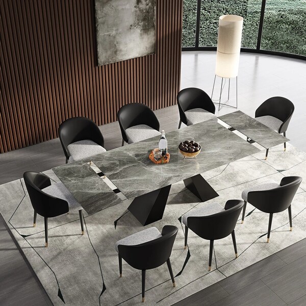 110.23'' Extendable Rectangular Sintered Stone Dining Table For 8