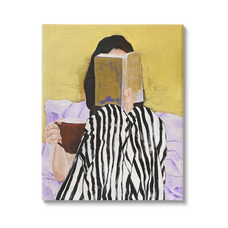 Stupell Girl Reading in Bed Canvas Wall Art Design by Design Fabrikken - 24 x 30