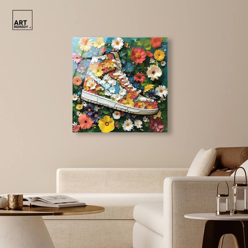 Painted in Floral Sneaker Acrylic by Art Remedy, Ready to Hang