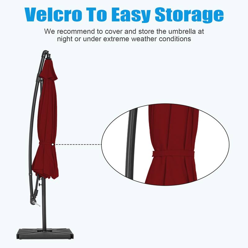 8ft×8ft Square Steel Crank-lift Cantilever Umbrella With Weighted Base