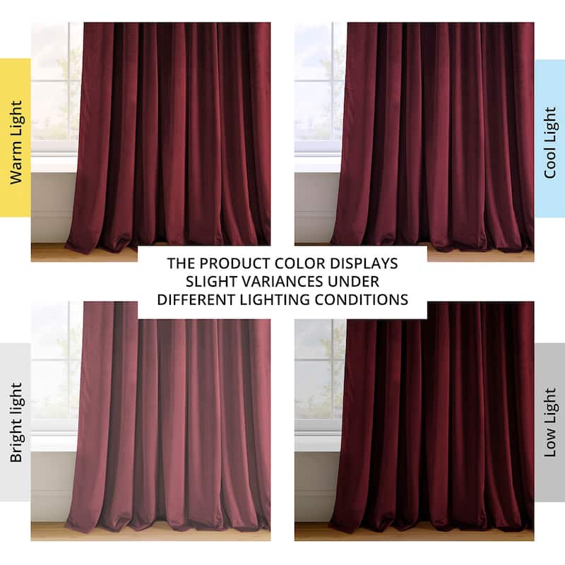 Exclusive Fabrics Signature Extra Wide Burgundy Velvet Blackout Curtain (1 Panel) - Luxurious Blackout Drapery