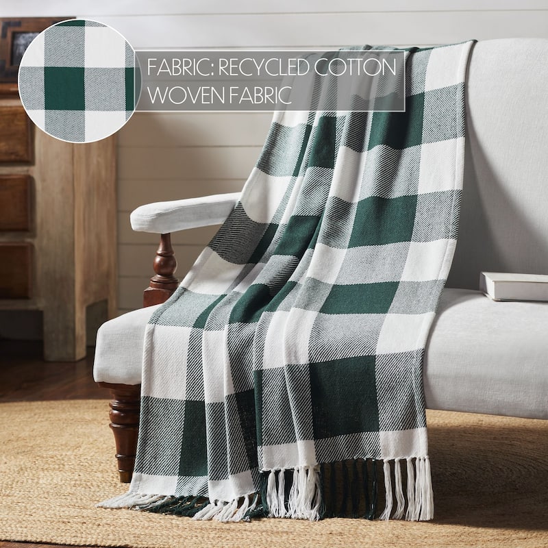 Annie Buffalo Check Woven Throw 50x60 - Green