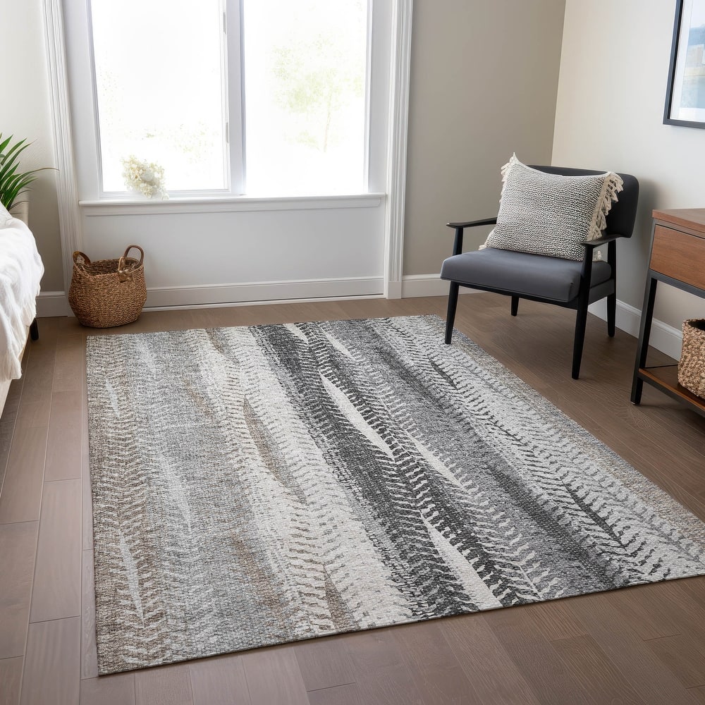 Machine Washable Indoor/ Outdoor Chantille Modern Imprints Rug