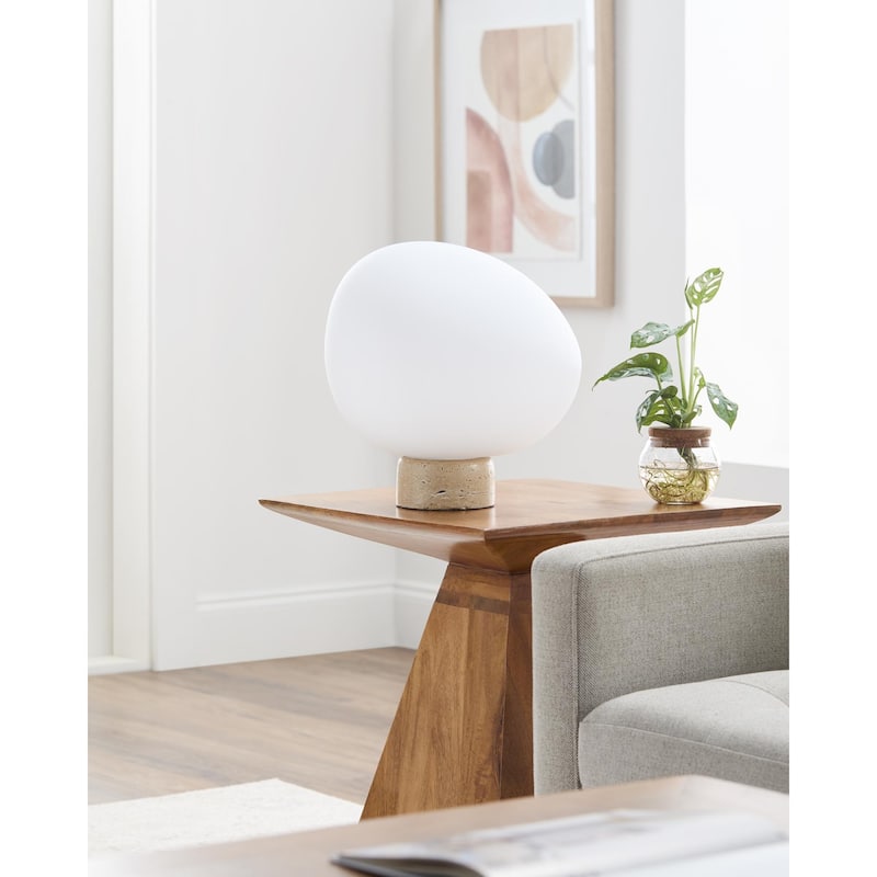 Livabliss Portio Modern & Contemporary Accent Table Lamp - Beige/White