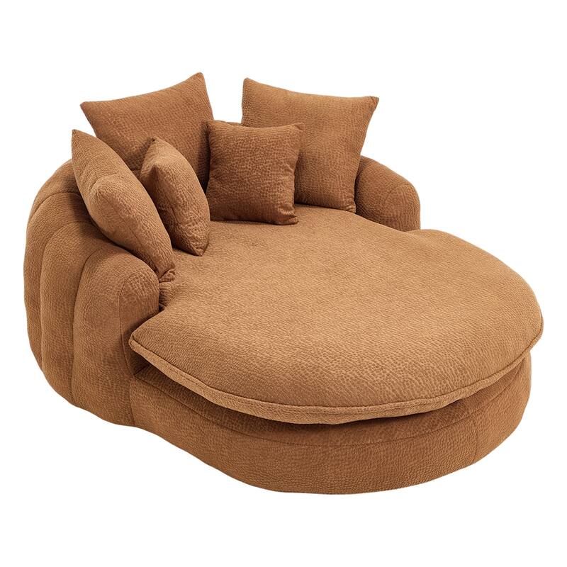 Oversized Chenille Single Sofa Chair / Oval Upholstered Bean Bag Sofa / Living Room Lazy Floor Sofa Chaise Lounges Cloud Couch