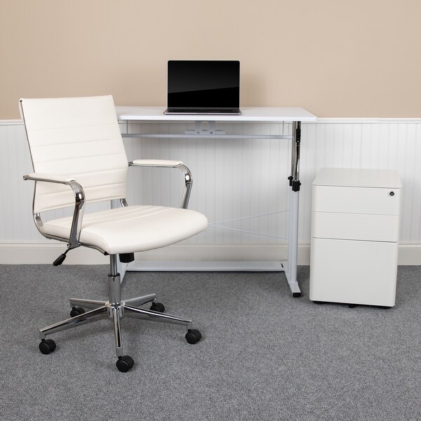 3PC Office Set-Adjustable Desk, LeatherSoft Office Chair, Mobile Filing Cabinet. Opens flyout.
