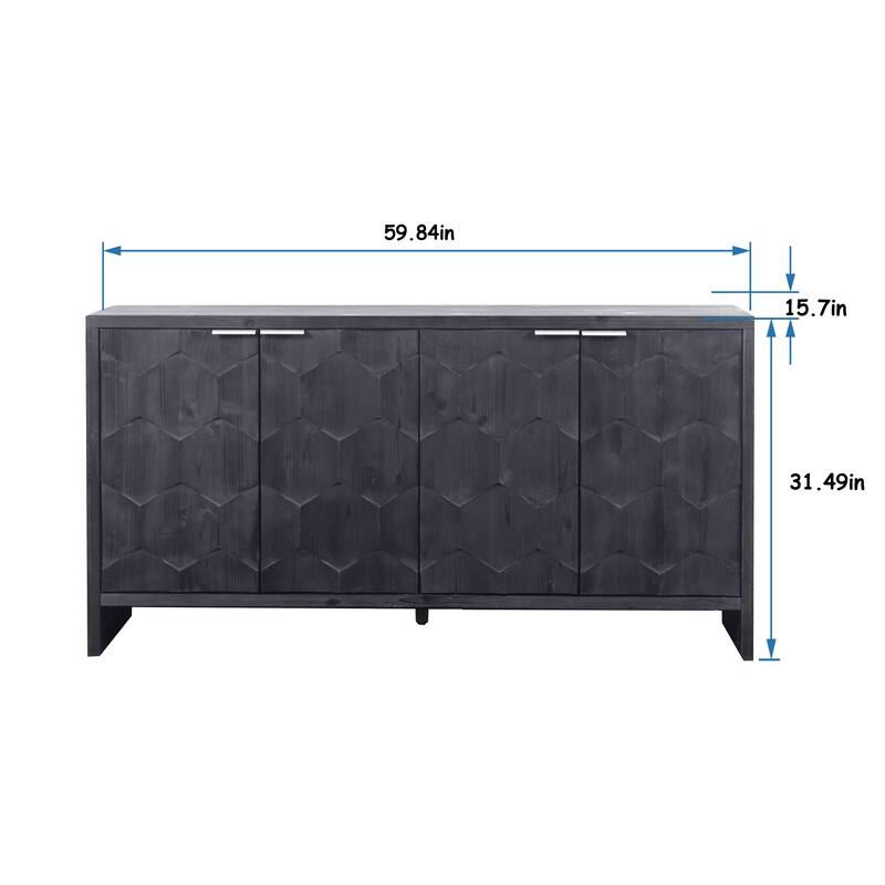 Antique Black Accent Storage Cabinet/ Buffet Sideboard / Entry Cabinet