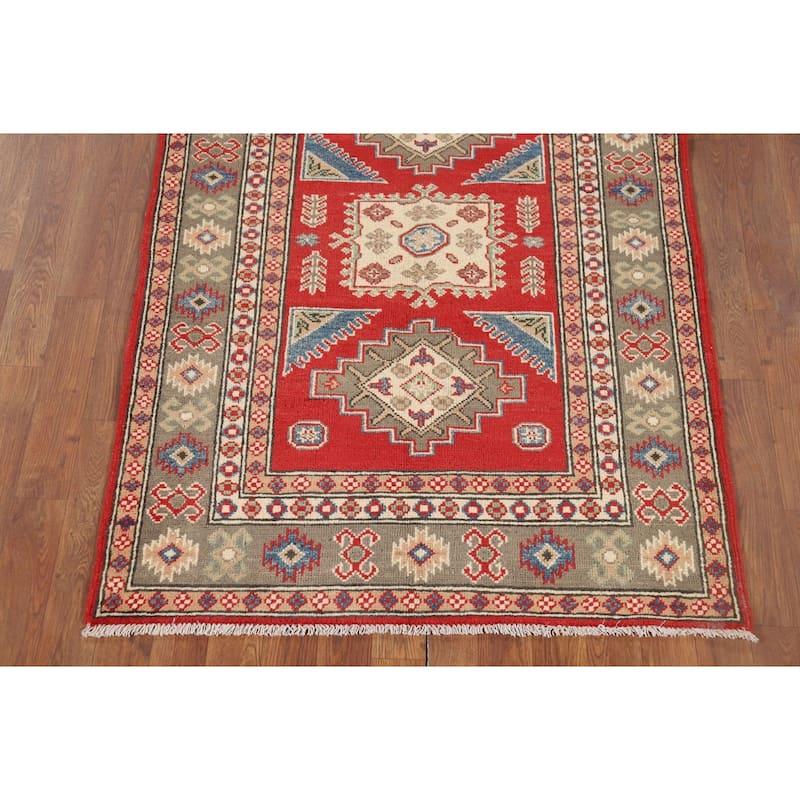 Kazak Foyer Rug Handmade Entryway Wool Carpet - 3'5" x 4'8"