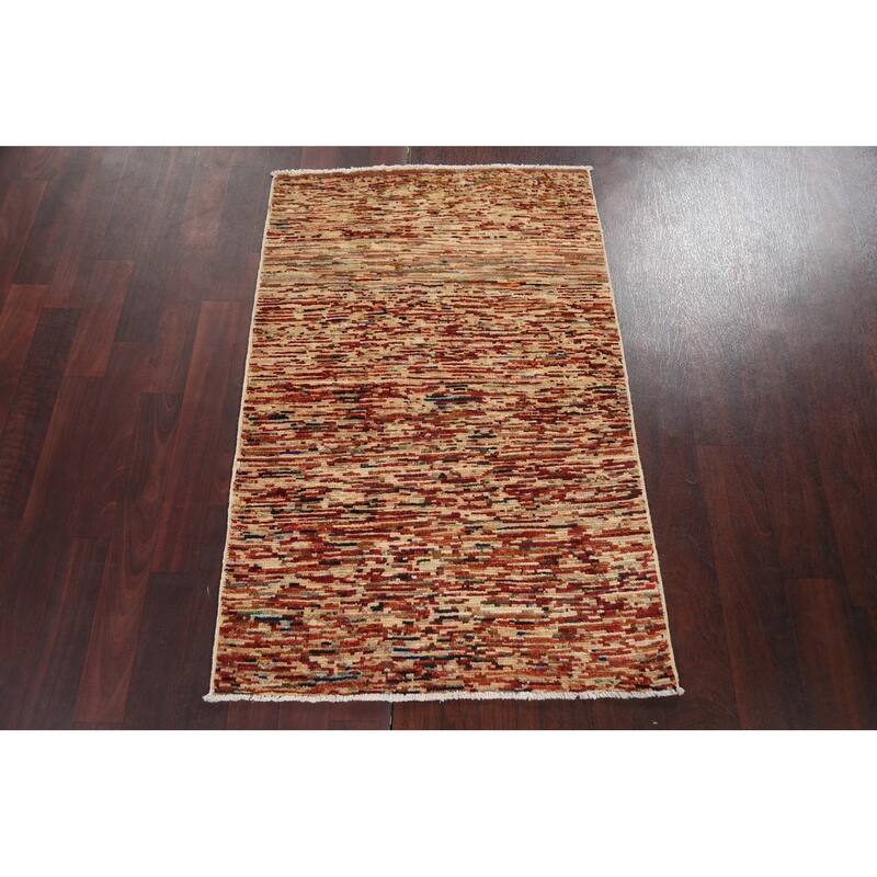 Contemporary Gabbeh Kashkoli Oriental Wool Area Rug Handmade Carpet - 2'7" x 4'0"