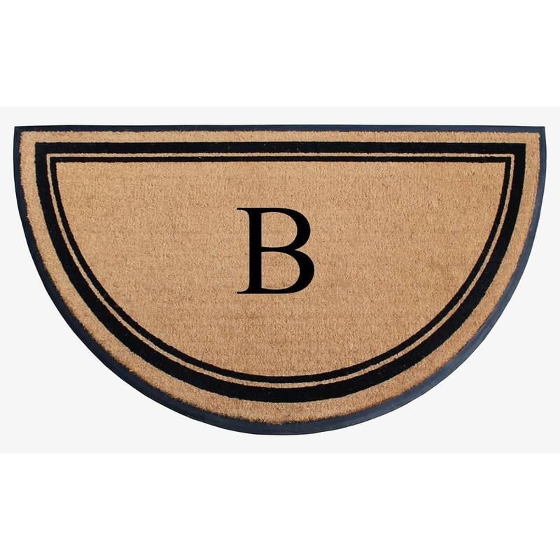 A1HC Natural Coir & Rubber Hand Flocked Thick Durable Monogrammed Doormats, 36" x 72" - Beige Picture Frame - B