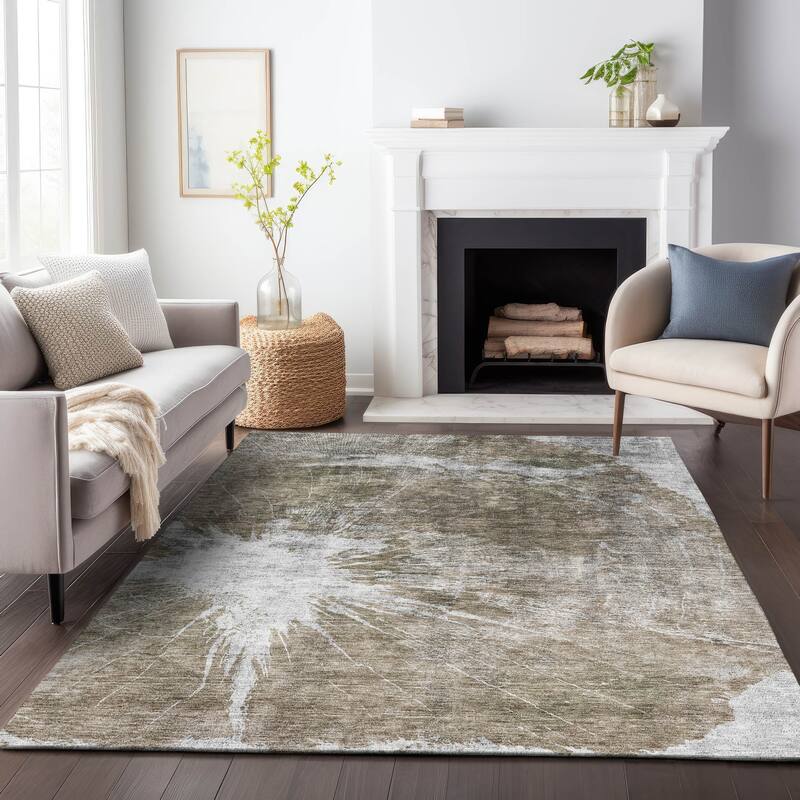Premium Washable Super Soft Abstract Woodgrain Mayfield Rug - Taupe - 8' x 10' - Rectangle