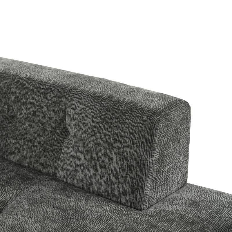 112.2" Chenille Modular L-Shaped Sofa Bed with Free Combination Design and No-Assembly Required