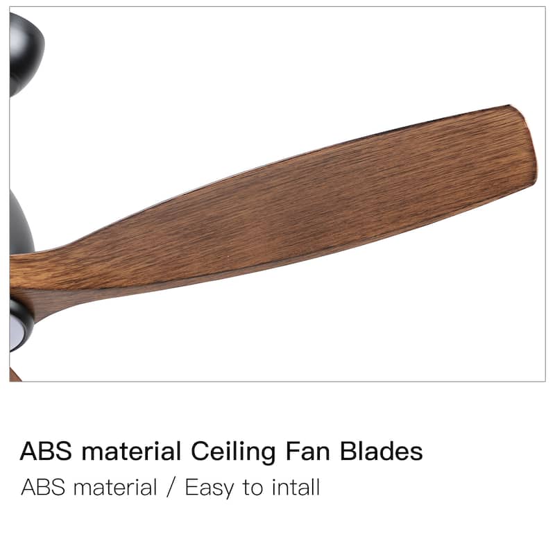 Modern 52 in Integrated LED Farmhouse Ceiling Fan With 3 Distressed Wood Blades - 52 INCHES