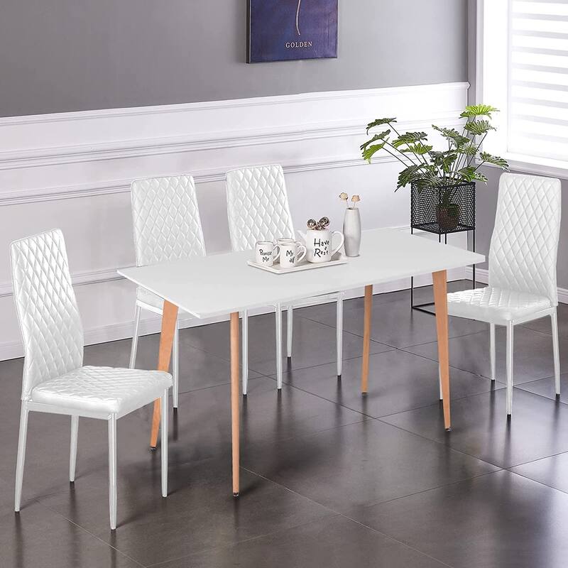Modern Dining Chairs Set of 6 with PU Leather Seat and Metal Legs Accent Kitchen Side Chairs for Restaurant and Living Room