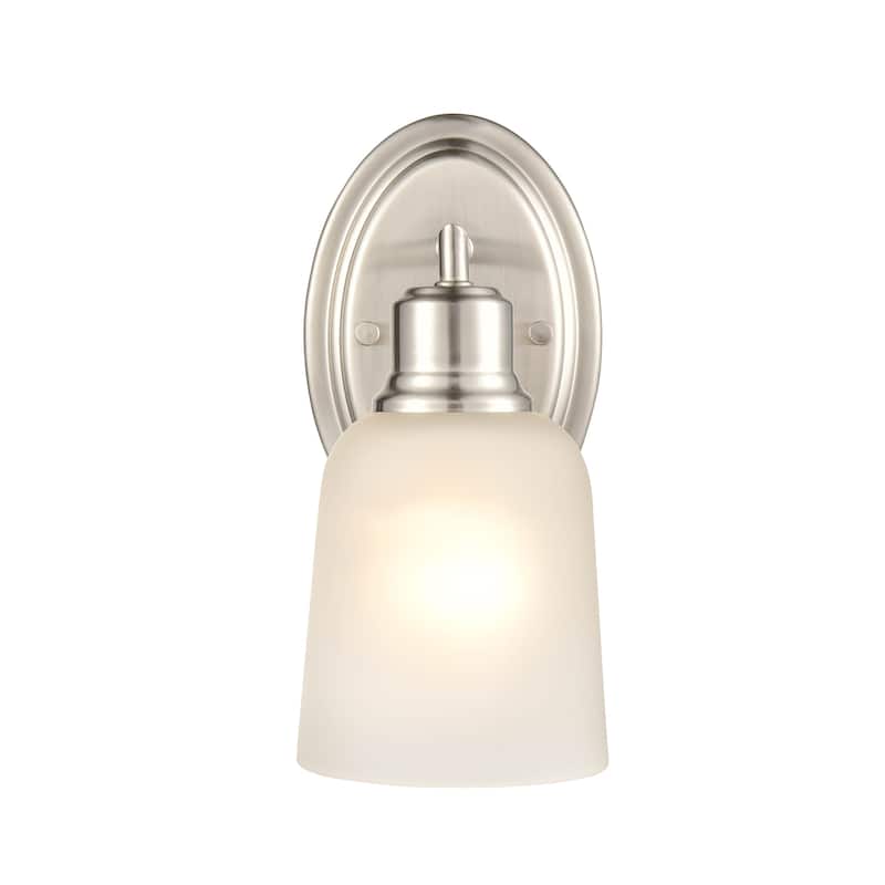 Millennium Lighting Amberle 1 Light Brushed Nickel or Matte Black Wall Sconce with Frosted White Shade