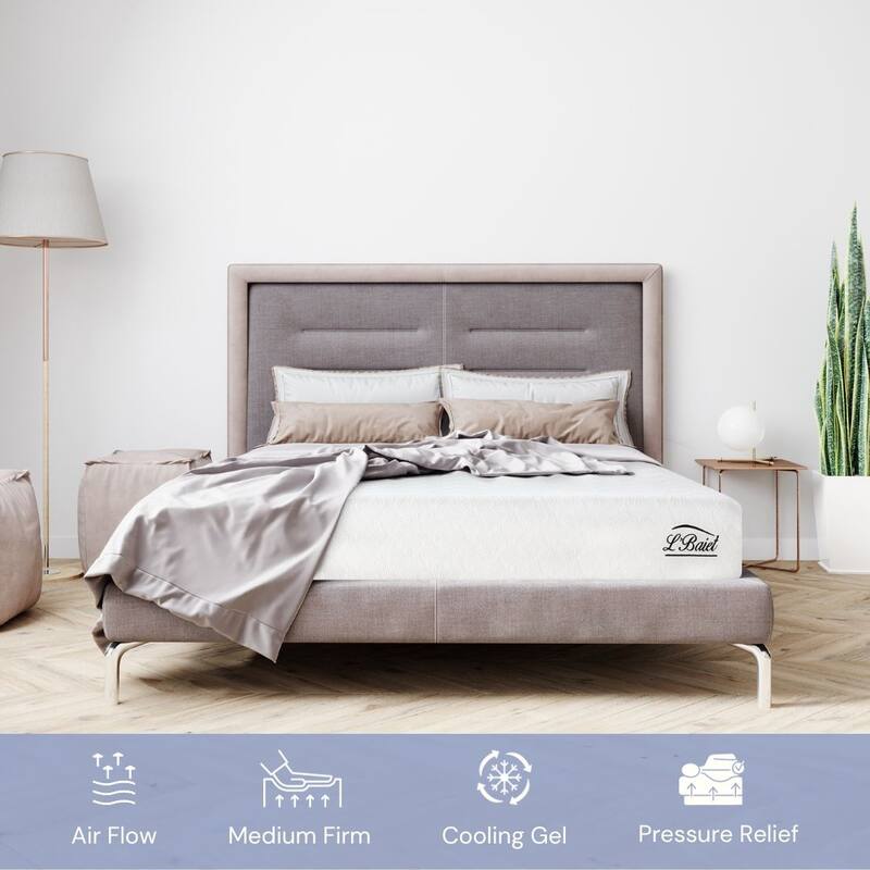 L'Baiet 6" Gel Memory Foam Mattress / Bed in a Box / Medium Firm / Breathable Cooling-Gel Comfort Technology