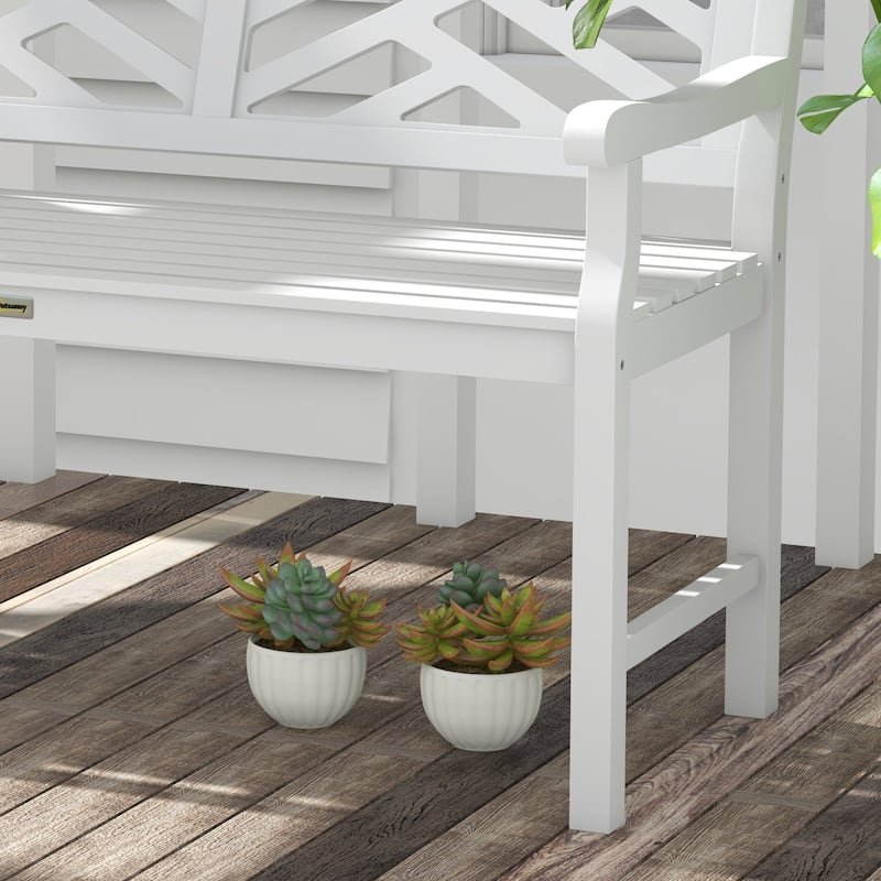 Outsunny 43.25" Outdoor Garden Bench, Wooden Bench, Poplar Slatted Frame Furniture for Patio, Park, Porch, Lawn