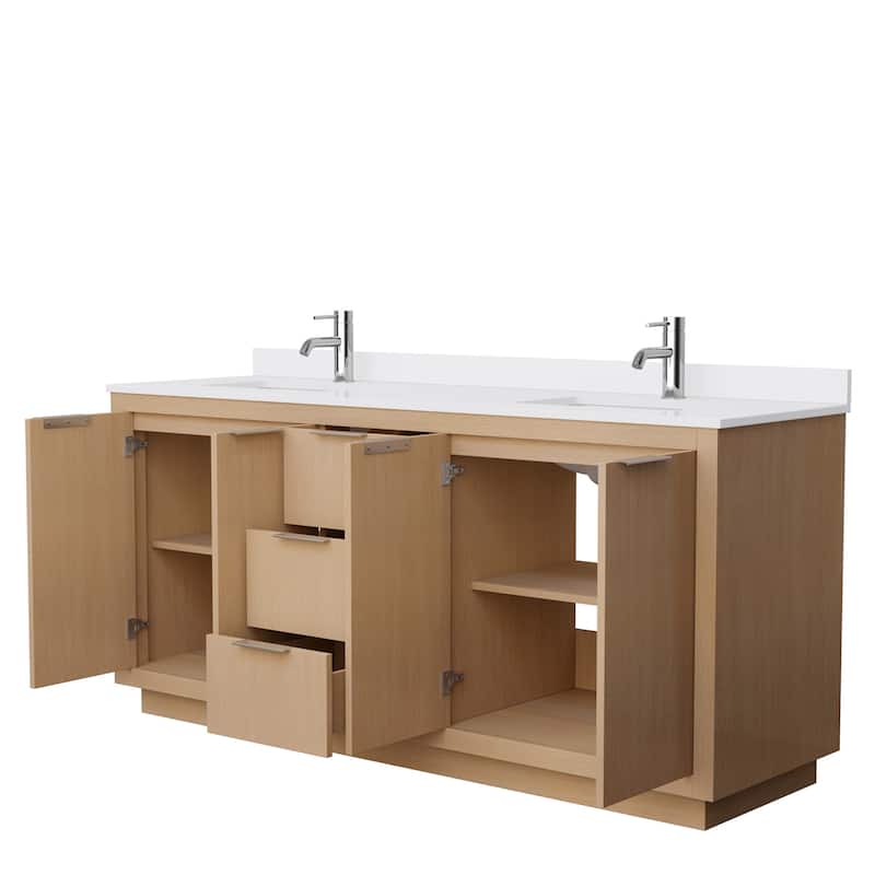 Maroni 72-Inch Light Straw Double Vanity, Cultured Marble Top
