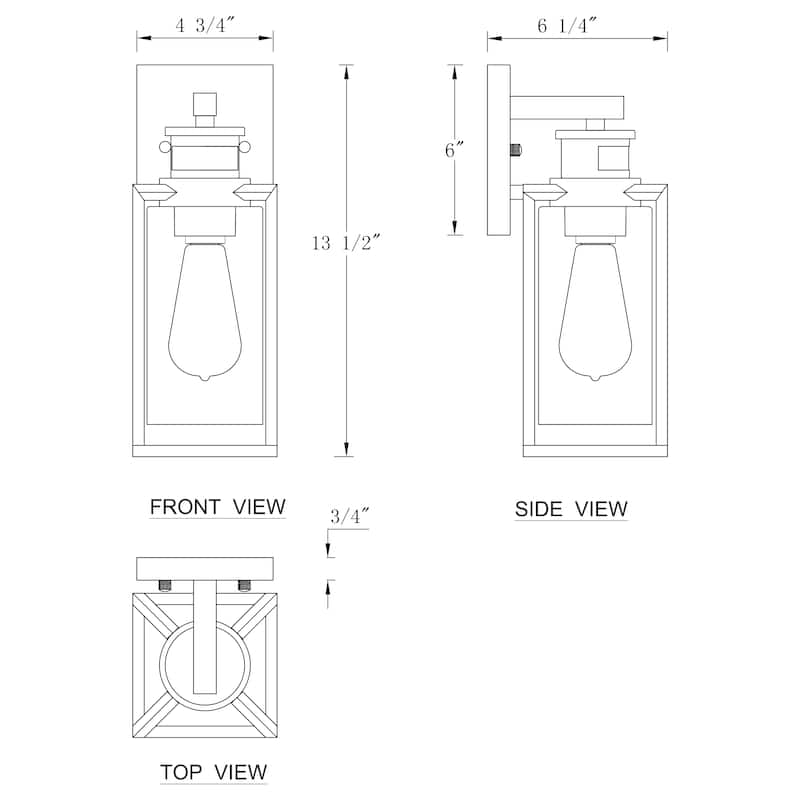1-Light Matte Black Motion Sensing Dusk to Dawn Outdoor Wall Lanten