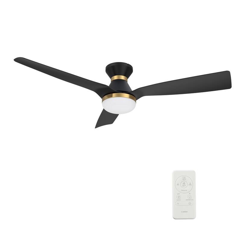 CARRO Pollux 52" Black Smart Ceiling Fan with LED Light and Remote-Flush Mount - N/A