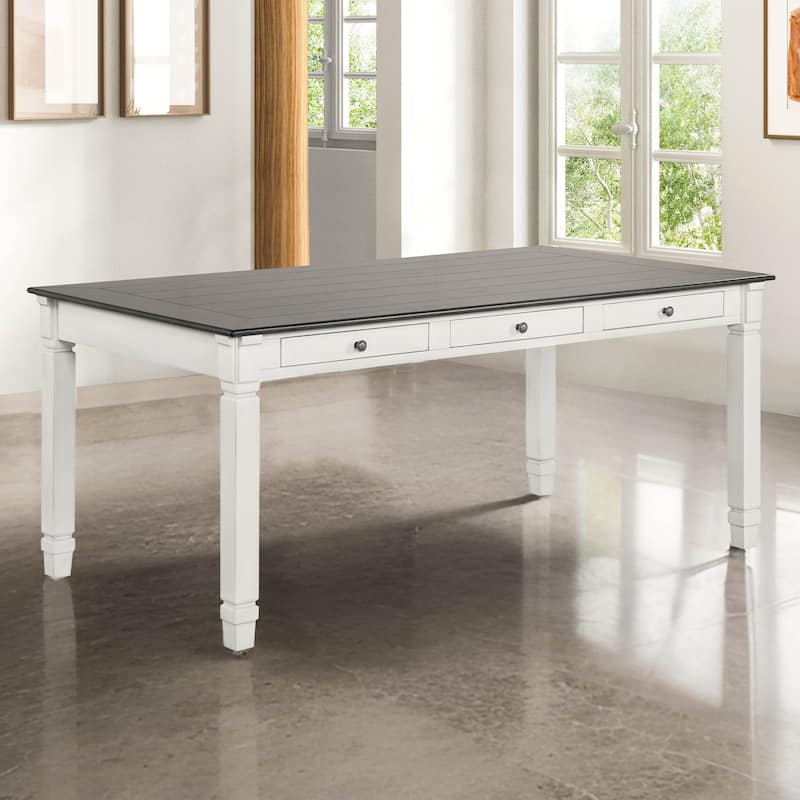 Furniture of America Badvard Farmhouse Rustic White 72-inch Dining Table with Drawers - Rustic White