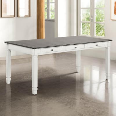 Furniture of America Badvard Farmhouse Rustic White 72-inch Dining Table with Drawers