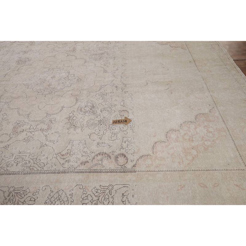 Muted Distressed Tabriz Persian Antique Area Rug Handmade Wool Carpet - 9'8" x 13'0"