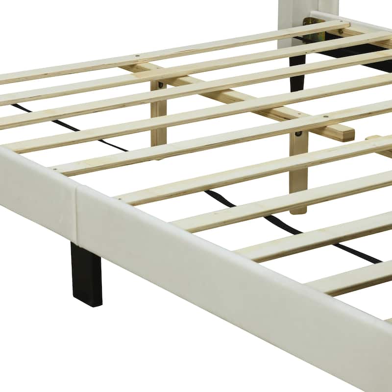 Upholstered Platform Bed, Velvet, Pink