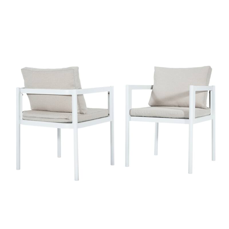 Christopher Knight Home - Outdoor Aluminum Dining Chair Set with Modern Grey Cushions