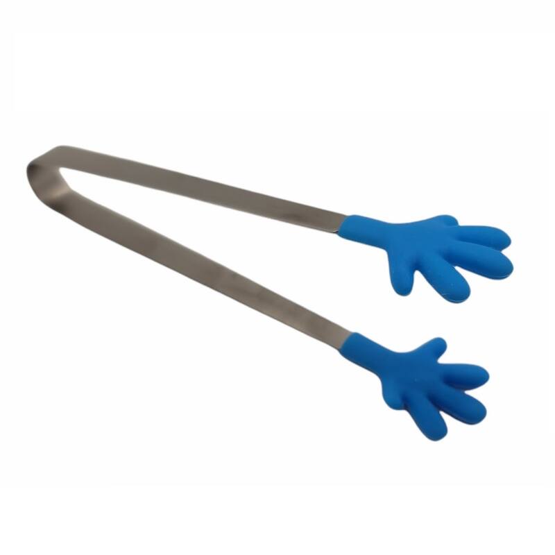 Handy Housewares 5" Long Stainless Steel Mini Tongs with Silicone Hand Shaped Tips - Blue - 1 Pack