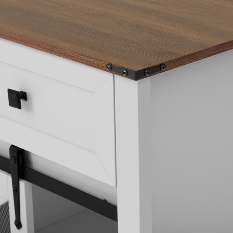 Roomfitters 55" Sideboard Buffet Cabinet with 3 Drawers and Sliding Barn Doors, Farmhouse Storage for Kitchen & Dining