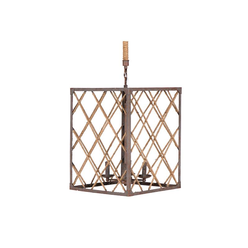 Metal and Draped Oyster Shell Chandelier with 2 Lights - Natural
